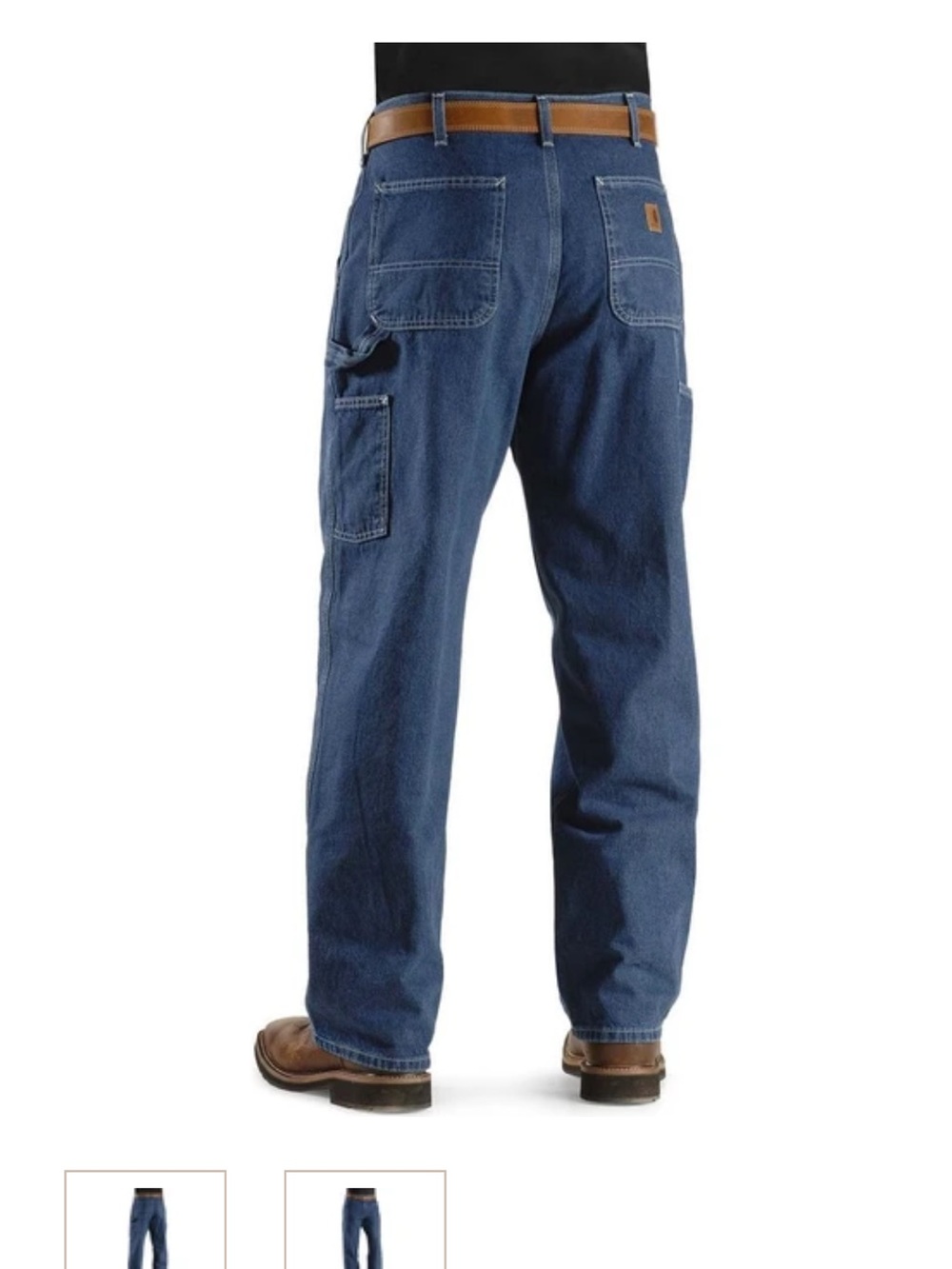 Carhartt Washed Denim Carpenter Dungarees Men’s Size 44x32 DarkWash EUC